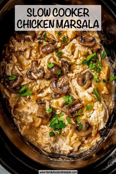 Chicken Marsala Crockpot, Slow Cooker Chicken Mushroom, Crock Pot Sloppy Joes, Slow Cooker Chicken Marsala, Bourbon Chicken Crockpot, Best Slow Cooker Recipes, Marsala Chicken Recipes, Mushroom Dish, Food On The Table