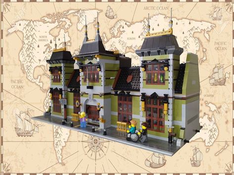 Von Barron Museum, new LEGO Modular alternate building instructions for set 10273 Haunted House available from Bricker & Co. Unlimited Lego Haunted House Moc, Lego Alternate Builds, Lego Haunted House, Adult Lego, Lego Houses, Fountain Park, Lego Halloween, Roman Church, Fishing Store