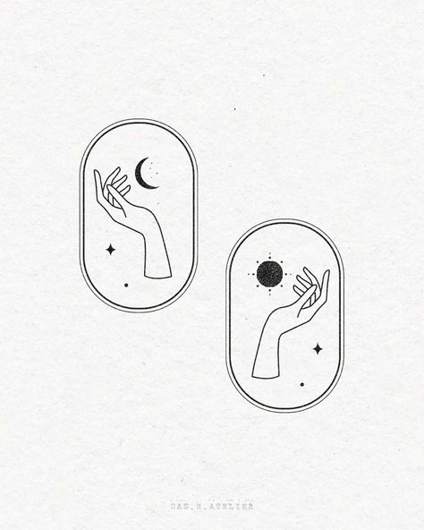 Sister Moon Tattoos, Mother Daughter Minimalist Tattoo, Sun Moon Sister Tattoo, Tattoo Siblings, Matching Tattoos Mother Daughter, Three Sister Tattoos, Saturn Tattoo, Sister Tattoo Ideas, Pair Tattoos