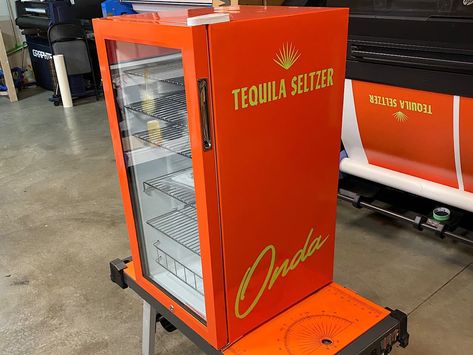 Wrapped Commercial Mini Fridges (Onda Tequila Seltzer) Refrigerator Wraps, Door Wraps, Beverage Refrigerator, Custom Wraps, Mini Fridges, Mini Fridge, Brand Colors, Tequila