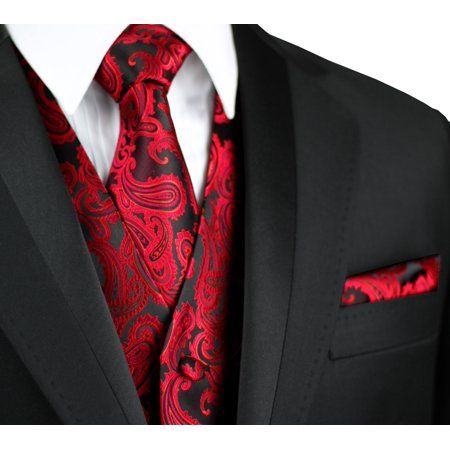 Free Shipping. Buy Italian Design, Men's Tuxedo Vest, Tie & Hankie Set in Apple Paisley at Walmart.com Best Tuxedo, Apple Clothes, Cool Tuxedos, Black Suit Vest, Wedding Cruise, Paisley Color, Formal Vest, Formal Tuxedo, Tuxedo Vest