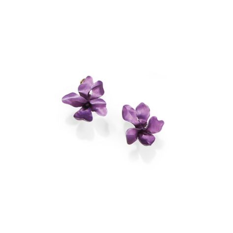 jar ||| earclips ||| sotheby's pf1810lot9rbjqen Wilted Rose, Ear Clips, Purple Earrings, Violet Flower, Jewellery Uk, Heart Pendant Diamond, Flower Jewellery, Makers Mark, Designer Earrings