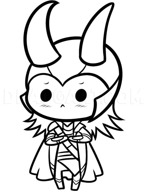 How To Draw Chibi Loki, Step by Step, Drawing Guide, by Dawn | dragoart.com Chibi Loki, Chibi Unicorn, How To Draw Chibi, Loki Drawing, Chibi Coloring Pages, Draw Chibi, Avengers Coloring Pages, Chibi Marvel, Avengers Coloring