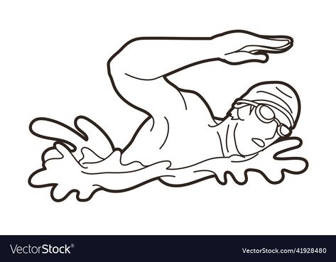 Sport Drawing Ideas Art, Sport Drawing Ideas, Sport Drawing, Action Cartoon, Swimming Cartoon, Male Swimmers, Swimming Pictures, Sports Drawings, Swimming Sport