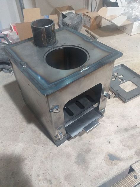 Manufacturer wood stove making Van Tent, Wood Stove Chimney, Steel Frame Furniture, Shop Heater, Wood Stove Heater, Wood Burning Heaters, Diy Wood Stove, Mini Stove, Rv Van