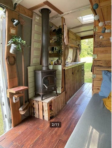 Van Wood Stove, Custom Van Interior, Horse Box Conversion, House Truck, Homestead Layout, Vintage Trailer Interior, Shepherds Huts, Caravan Renovation, Mobile Living