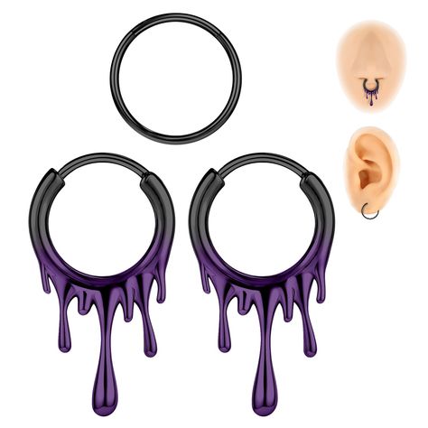 PRICES MAY VARY. ♣【Packaging】: The piercing jewelry set includes 2pcs irregularly melted liquid shaped nose rings and 1pcs nose rings hoop. The unique and rich set easily satisfies your needs for Halloween dress up and individuality. ♣【Size: Gauge】: 18G (1.0mm), with an inner diameter of 10mm for piercing hoops, available in multiple colors. Suitable size increases your wearing comfort, innovative design, suitable for daily wear by people of all ages. ♦Note: The puncture model in the picture is Lobe Piercing Jewelry, Daith Rings, Nose Septum, Rings Opal, Septum Rings, Daith Earrings, Lobe Piercing, Nose Rings Hoop, Nose Rings