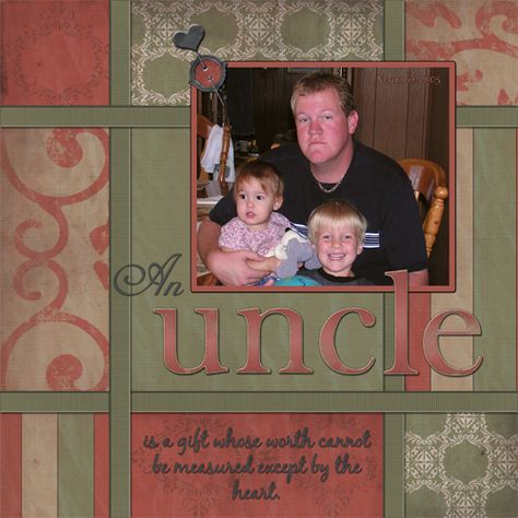 An Uncle - Scrapbook.com Uncle Scrapbook Page Layout, Brothers Scrapbook Page Ideas, Scrap Crafts, Family Scrapbook Layouts, Baby Scrapbook Pages, Scrapbooking Layouts Baby, Baby Boy Scrapbook, Family Scrapbook, Little Brother