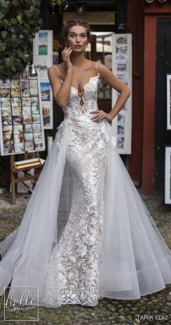 Tarik Ediz Wedding Dresses 2019 - The White Bridal Collection Tarik Ediz Dresses, Tarik Ediz, Floral Wedding Dress, Fit And Flare Wedding Dress, Stunning Wedding Dresses, A Wedding Dress, Gorgeous Wedding Dress, White Bridal, White Wedding Dresses