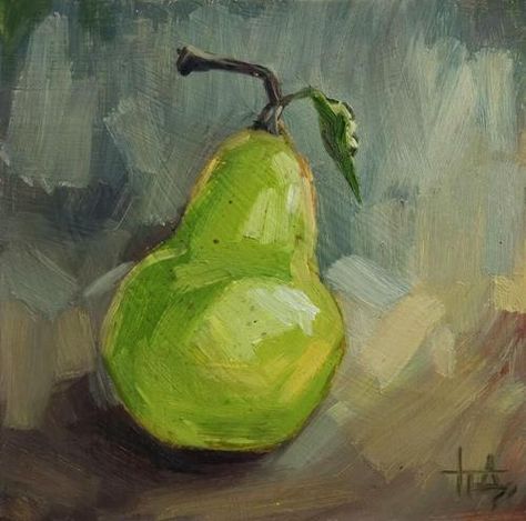 Daily Paintworks - "Green Pear" - Original Fine Art for Sale - © Dasha Piven Pear Artwork, Pear Painting, Painting Green, Gallery Website, Daily Paintworks, Fine Art Gallery, New Artists, Original Fine Art, Selling On Ebay