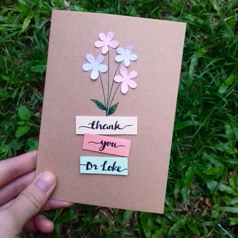 Small Thank You Cards Handmade, Teacher Appreciation Gifts Card Ideas, Handmade Appreciation Cards, Thank You Cards Handmade Creative, Thank You Card Design Diy, Handmade Stationary Ideas, Simple Handmade Thank You Cards, Teacher Appreciation Card Ideas Diy, Cute Diy Thank You Cards