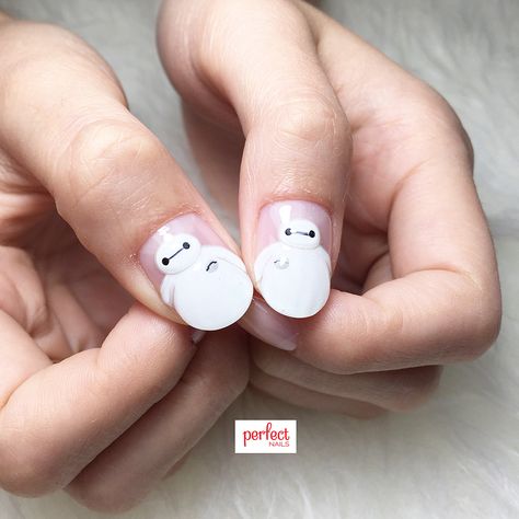 Big Hero 6 Baymax #nails #nailart #japanesenailart #perfectnails Baymax Nail Art, Big Hero 6 Nails, Baymax Nails, Magnolia Nails, Disney Character Nails, Character Nails, Engagement Nails, Summer Gel Nails, Japanese Nail Art