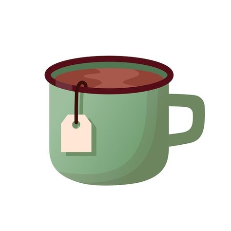 Green mug of tea with teabag illustratio... | Premium Vector #Freepik #vector #green #flat #morning #kitchen Mug Illustration Design, Green Tea Illustration, Green Tea Poster Design, Teacup Illustration Simple, Green Coffee Mug Aesthetic, Green Mugs, Scandinavian Minimalism, Fashion Flats, Infographic Design