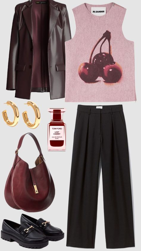 #outfitinspo #vibes #everydayoutfit #red #cherryred #cherry #leatherjacket #jillsander #loafers #gold #tomford Cher Outfits, Model Look, Fashion Victim, Model Beauty, Mode Inspo, Work Wardrobe, Wearing Clothes, Lookbook Outfits, Winter Fashion Outfits