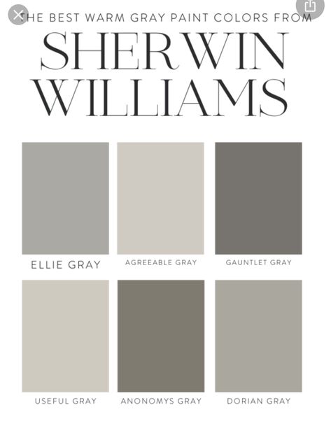 Sherwin Williams Warm Gray, Dorian Gray Sherwin Williams, Warm Gray Paint Color, Warm Gray Paint Colors, Sherwin Williams Dorian Gray, Warm Grey Paint Colors, Warm Gray Paint, Gray Paint Colors, Color Combinations Paint