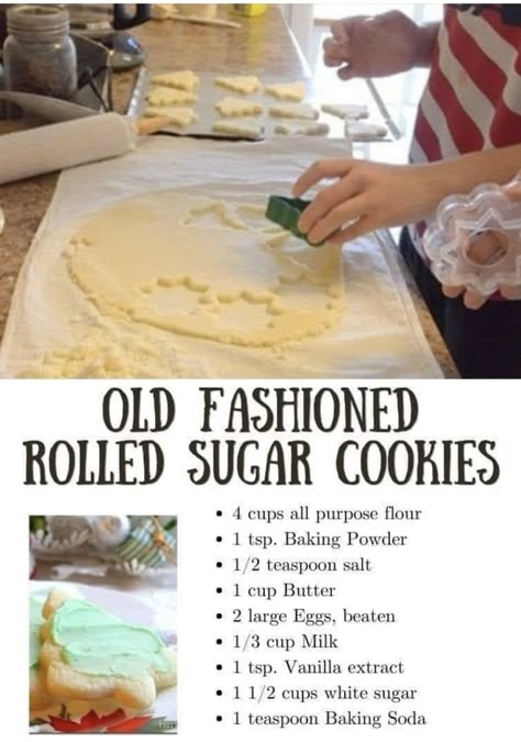 Old Fashion Sugar Cookies, Low Carb Jello Dessert, Farmer Sausage, Old Fashioned Sugar Cookies, Xmas Cookies Recipes, Rolled Sugar Cookie Recipe, Christmas Cookies And Treats, Christmas Sugar Cookie Recipe, Cookie Recipes Holiday