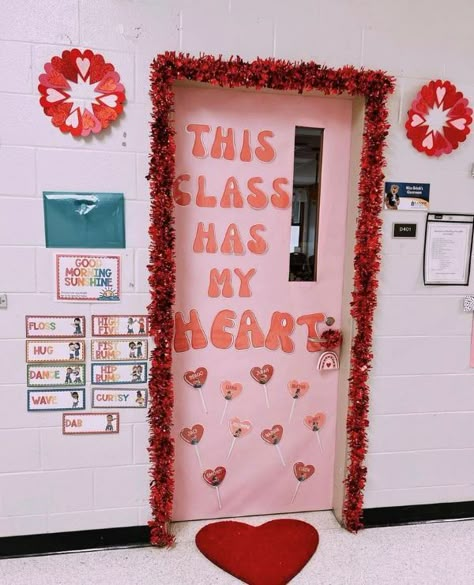 83 Best Classroom Door Decor Ideas - Chaylor & Mads Classroom Door Decor Ideas, Valentines Classroom Decorations, Valentines Door Decorations Classroom, Valentines Classroom Door, Preschool Valentines Activities, Wooden Door Ideas, Door Decorations Classroom Christmas, Valentines Day Bulletin Board, Classroom Door Decor