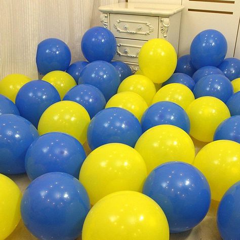 60PCS Royal Blue Yellow Party Balloon, Graduation Party, School Party, Minion Party, Wedding, Birthd Art Paint Party, Kids Party Balloons, Holiday Birthday Party, Balloons For Birthday, Yellow Party, 21st Birthday Decorations, Gender Reveal Balloons, Yellow Balloons, Spring Decorations