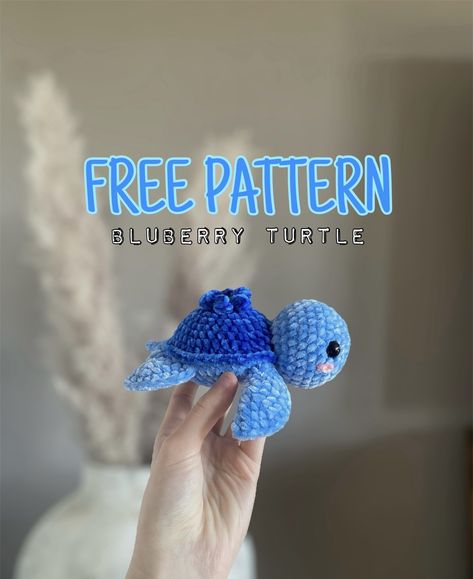 Free crochet pattern, blueberry turtle🫐🐢 You have been asking for a ... | TikTok Blueberry Turtle Crochet, Blueberry Crochet Free Pattern, Jumbo Crochet Plushies Pattern Free, Turtle Crochet Pattern Free, Blueberry Crochet, Crochet Turtle Pattern Free, Crochet Blueberry, Diy Stuffed Animal, Turtle Crochet Pattern