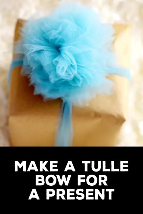 How to Make a Tulle Bow for a Present Tule Bows Diy How To Make, Tule Bows, Bows For Presents, Diy Crafts To Do At Home, Huge Gifts, Diy Tulle, Make A Bow, Tulle Bow, Tulle Material