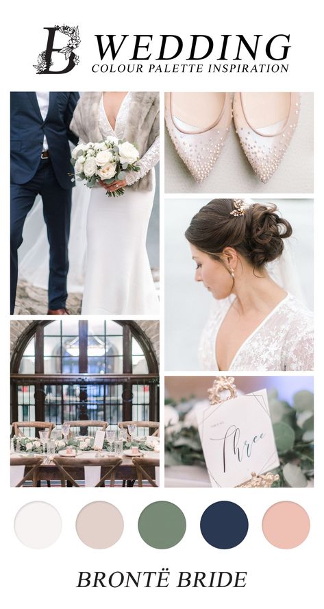 Navy And Green Wedding, Banff Springs Hotel, Colour Palette Inspiration, Winter Mountain Wedding, Blush Wedding Inspiration, Wedding Color Pallet, Elegant Winter Wedding, Wedding Colour, Palette Inspiration