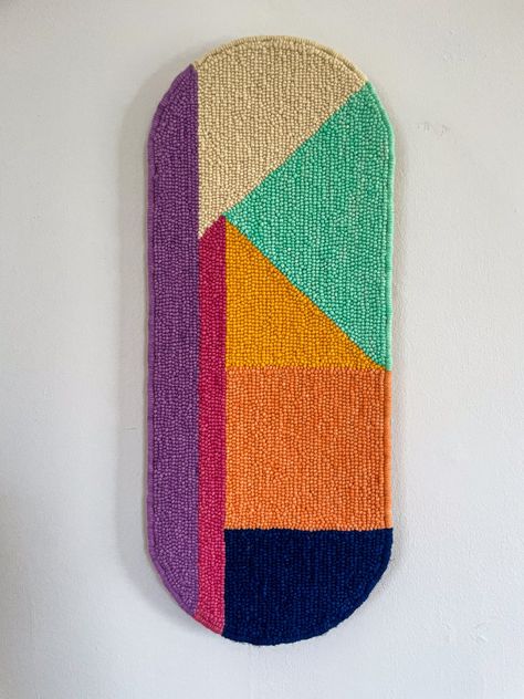 TheWanderingLoop - Etsy UK Geometric Punch Needle, Wall Tapestry Ideas, Abstract Punch Needle, Punch Needle Wall Art, Punch Needle Wall Hanging, Diy Wall Hanging Crafts, Punch Needle Art, Funky Rugs, Fiber Wall Art