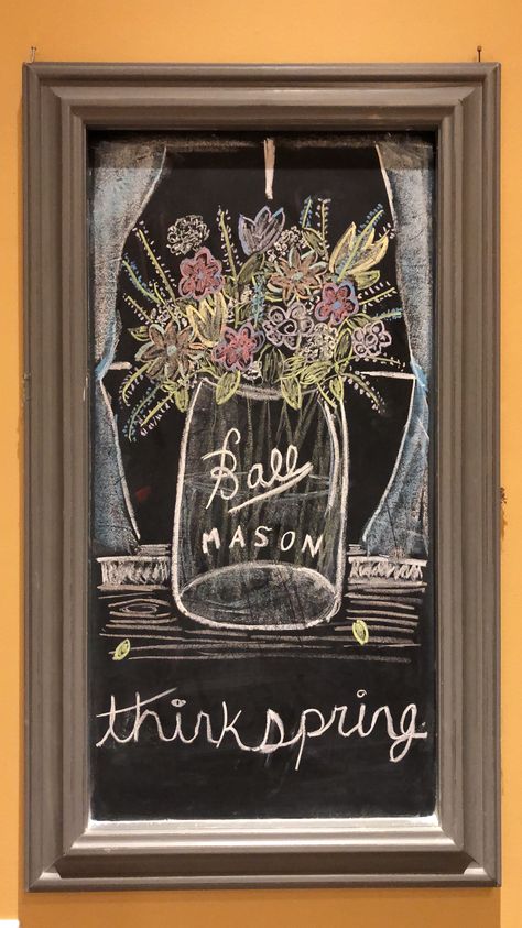 Spring Mason Jar Floral Chalkboard Art Kitchen spring chalk Floral Chalkboard Art, Spring Chalkboard Ideas, Chalkboard Art Kitchen, Spring Chalkboard, Spring Mason Jar, Chalkboard Mason Jars, Chalkboard Ideas, Canning Jar, Art Kitchen