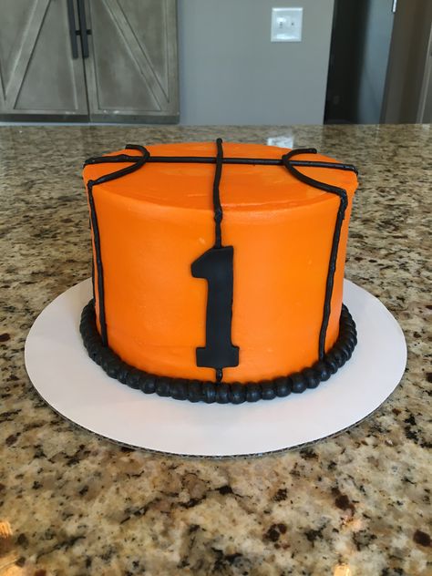 Basketball smash cake Ball Theme Smash Cake, Basketball Cake 2nd Birthday, Basketball Smash Cake First Birthdays, Basketball First Birthday Cake, One Year Old Basketball Party, First Birthday Basketball Theme, Basketball Smash Cake, Basketball 1st Birthday Party, Basketball First Birthday Party