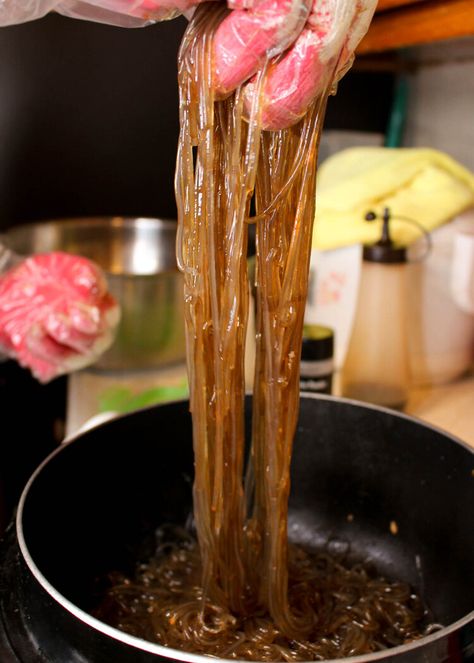 The BEST Japchae Recipe (Korean Glass Noodle Stir Fry) | 잡채 — ahnesty Chapchae Recipe, Ahnest Kitchen, Japchae Recipe Korean, Glass Noodle Stir Fry, Japchae Noodles, Japchae Recipe, Japanese Gyoza, Glass Noodles Recipe, Recipes Korean