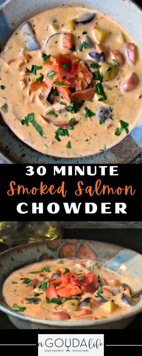 Seattle Smoked Salmon Chowder, Smoked Salmon Chowder Crockpot, Smoked Salmon Corn Chowder, Canned Salmon Chowder Recipe, Smoked Salmon Soup Recipes, Smoked Salmon Soup, Salmon Stew Southern, Smoked Salmon Chowder Recipe, Uses For Smoked Salmon