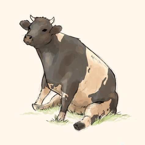 Crystals & Cats — higgity-heck: *hands you a cow* *hands you a... Standing Cow Drawing, Funny Cow Illustration, Cow Standing Up Drawing, Cow Pictures Drawing, Cow Sitting Drawing, Cow Reference Drawing, Cow Drawing Reference, Cute Cows Drawing, Cow Cute Drawing