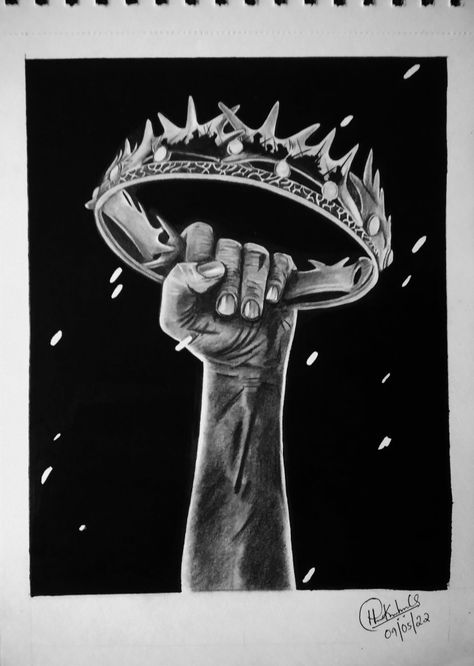 Gcse Art Kings And Queens, Monarchy Art, Baratheon Crown, King On Throne, Queen Drawing, Crown Drawing, Invisible Crown, Hands Reaching Out, Crown Art