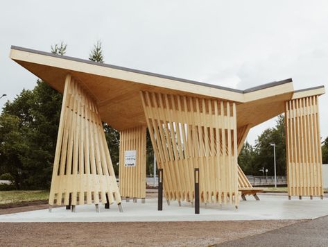 Temporary Pavilion, Bus Stop Design, Aalto University, Temporary Architecture, Timber Architecture, Pavilion Architecture, Pavilion Design, Temporary Structures, Wood Architecture