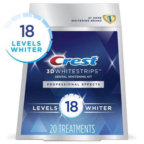 Crest 3DWhitestrips Professional Effects At-home Teeth Whitening Kit, 20 Treatments,18 Levels Whiter - Walmart.com Whiten Your Teeth At Home, Crest White Strips, Dental Decay, Crest 3d White, Whitening Strips, Teeth Whitening Strips, Tooth Sensitivity, Whitening Kit, Teeth Whitening Kit