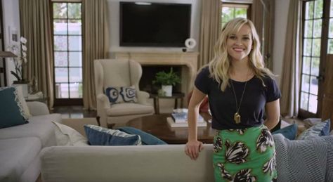 Reese Witherspoon Answers 73 Questions - Tour Reese Witherspoon's Home - Redbook Reese Witherspoon House, Reece Witherspoon, Patterned Furniture, Baby Grand Pianos, Outdoor Couch, Comfy Couch, Vogue Japan, Reese Witherspoon, Celebrity Interview