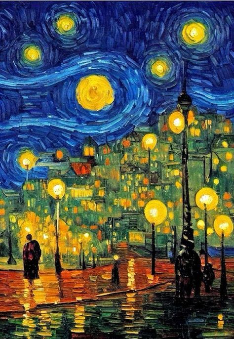 Fauves Painting, فنسنت فان جوخ, Easy Acrylic Painting Ideas, Starry Night Art, Acrylic Painting Ideas, Easy Acrylic Painting, Vincent Van Gogh Art, Canvas For Beginners, Arte Van Gogh