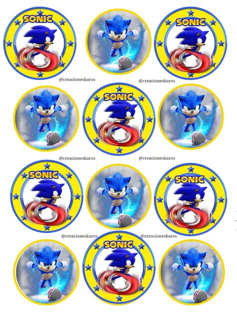 Hedgehog Cupcake, Sonic Birthday Cake, Sonic Cake, Cupcake Toppers Free, Fruit Birthday Party, Sonic Birthday Parties, Edible Wafer Paper, Hedgehog Birthday, Sonic Party