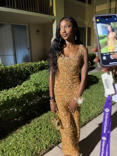 hoco ‘23 black girl x gold dress Gold Dress Black Woman, 8th Grade Prom Dresses, Prom Dresses Gold, Girly Tingz, Hairstyles Pictures, Jr Prom, Girls Black Dress, Braids Hairstyles Pictures, Braids Hairstyles