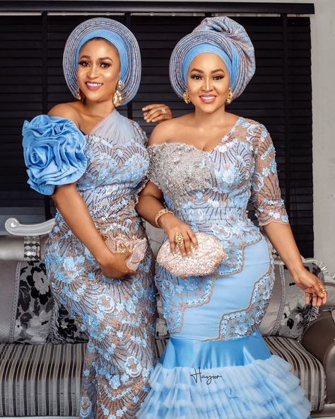 QUICK ONE, answer this question and win my SATURDAY OWANBE on my next POST ........... YES or NO!!! Do we LOOK alike? DRESS by Jagaban… Blue Asoebi, Asoebi Lace Styles, Aso Ebi Lace, Aso Ebi Lace Styles, Nigerian Lace Styles, African Lace Styles, Wedding Colours, African Fashion Designers, Lace Gown Styles