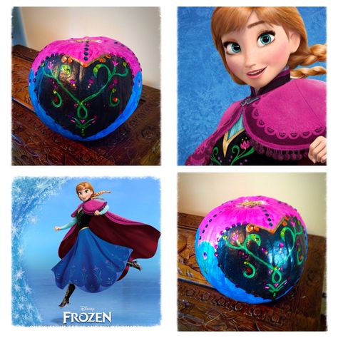 Frozen Anna Halloween pumpkin Frozen Pumpkin Painting, Anna Pumpkin, Frozen Halloween, Pumkin Decoration, Creative Pumpkin Decorating, Frozen Pumpkin, Disney Christmas Decorations, Pumpkin Decorating Contest, Disney Princess Wallpaper