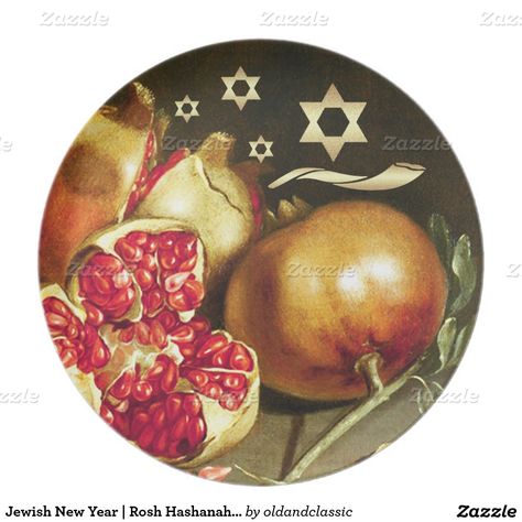 Jewish New Year | Rosh Hashanah | Any Jewish Holiday or Event Party Fine Art Gift Melamine Plates. "Pomegranates", Oil Painting, Fragment, 17th century. Artist: Antonio Ponce. at zazzle.com Jewish New Year, New Year's Crafts, Jewish Holiday, Rosh Hashanah, Jewish Holidays, Matching Cards, Paper Plates Party, Fall Holidays, Party Paper