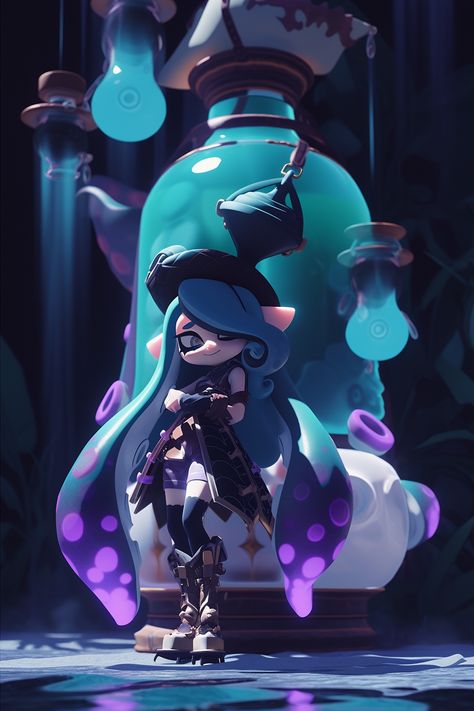 Genshin Splatoon, Splatoon Inspired Makeup, Octoling Octopus Form, Custom Splatoon Hairstyles, Splatoon Jellyfish Oc, Splatoon Vocaloid, Splatoon Drawing Reference, How To Draw Splatoon Characters, Splatoon Body Base