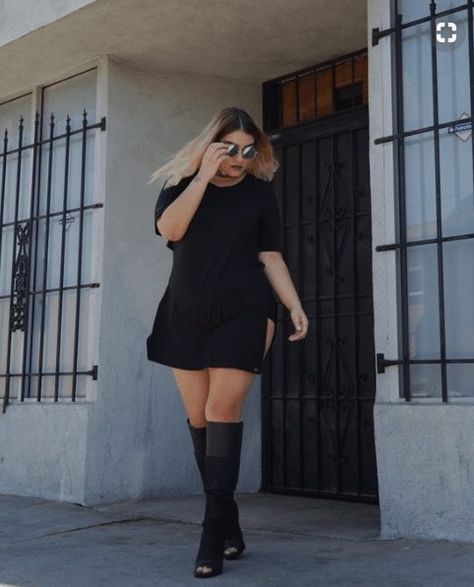 20 Best Plus Size Outfits with Thigh High Boots to Try Outfits With Thigh High Boots, Dresses With Thigh High Boots, Nadia Aboulhosn, Thigh High Boots Outfit, September Outfits, Over The Knee Boot Outfit, High Boots Outfit, Black High Boots, Outfit Trends