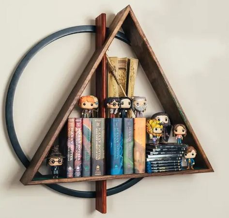 DIY Harry Potter Floating Shelf Project Using Scrap Pieces Lego Table Diy, Phone Table, Deathly Hallows Symbol, Lego Table, Slytherin House, Harry Potter Diy, Deck Chairs, Cheap Diy, Diy Shelves