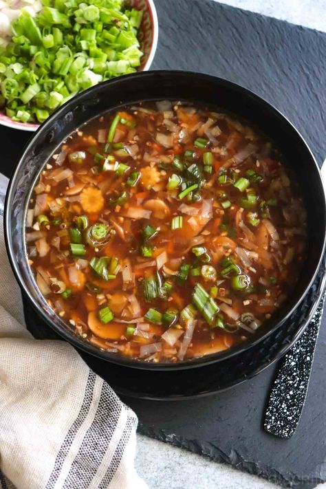 Easy Hot and Sour Soup (Vegetarian, Restaurant Style) – Masalachilli Hot And Sour Soup Recipe Vegetarian, Easy Hot And Sour Soup, Hot N Sour Soup, Spicy Vegetable Soup, Lemon Coriander Soup, Asian Condiments, Hot And Sour Soup Recipe, Sweet And Sour Soup, Sour Soup Recipe