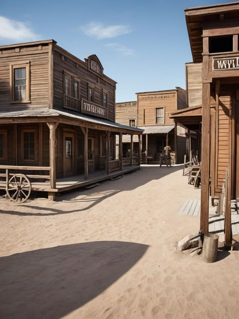 South Western Architecture, Western Home Outside, Wild West Architecture, Western Town Aesthetic, Western Art Projects, Western Environment, Wild West Buildings, Western Buildings, Western Village