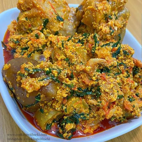 Foodie Africa ® on Instagram: “OMG 🤤🤤 What will you eat with this - Eba, amala, pounded yam, rice? Add yours 👇 📸: @cookingwithseki . . . . Follow us @foodieafrica for…” Egusi Soup Recipes, Pounded Yam, Egusi Soup, Aphrodisiac Foods, Brussel Sprout Salad, Nigerian Food, American Dishes, Cucumber Recipes, Trending Recipes