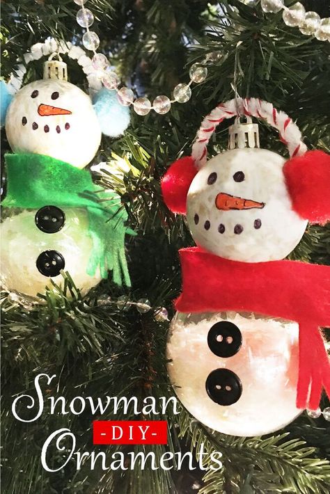 Easy Spring Wreath, Diy Snowman Ornaments, Snowmen Ornaments, Diy Christmas Ornaments Easy, Pj Party, Clear Ornaments, Diy Crafts For Adults, Ping Pong Balls, Diy Snowman