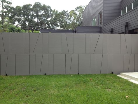 Groove Pattern On Wall Exterior, Wall Groove Design, Residential Entrance, Fence Wall Design, Compound Wall Design, Privacy Wall, Garden Wall Designs, Deck Privacy, Boundary Wall