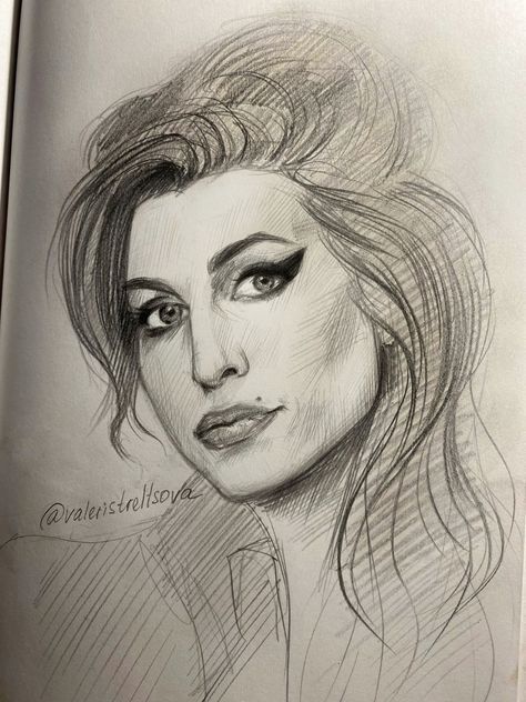 Amy Winehouse Sketch, Amy Winehouse Art Drawings, Amy Winehouse Drawing, Singer Sketch, Amy Winehouse Art, Identity Artwork, Draw Music, Photography Sketchbook, Gcse Art Sketchbook